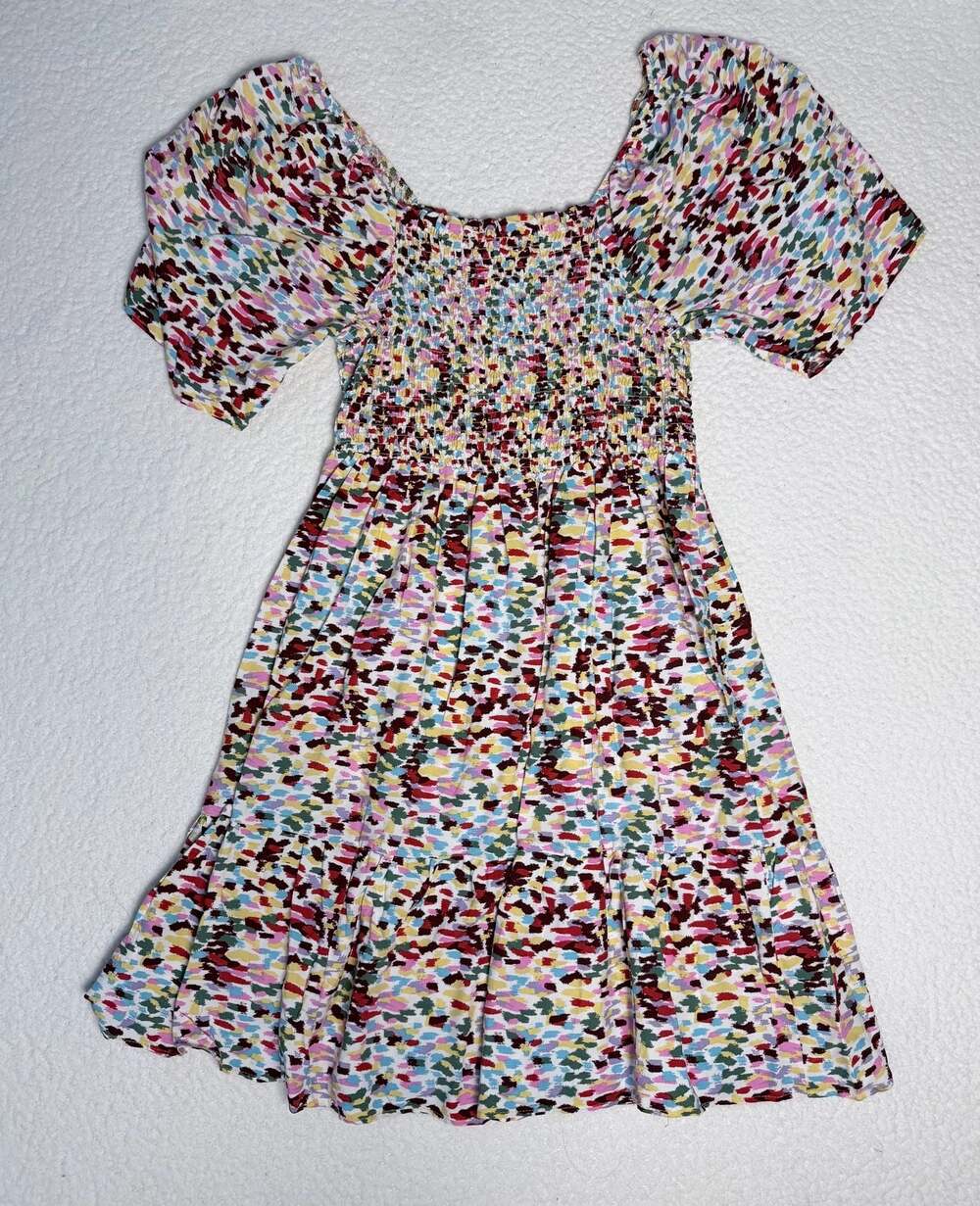 Harlow & Rose Smocked Tiered Abstract Print Dress Size M